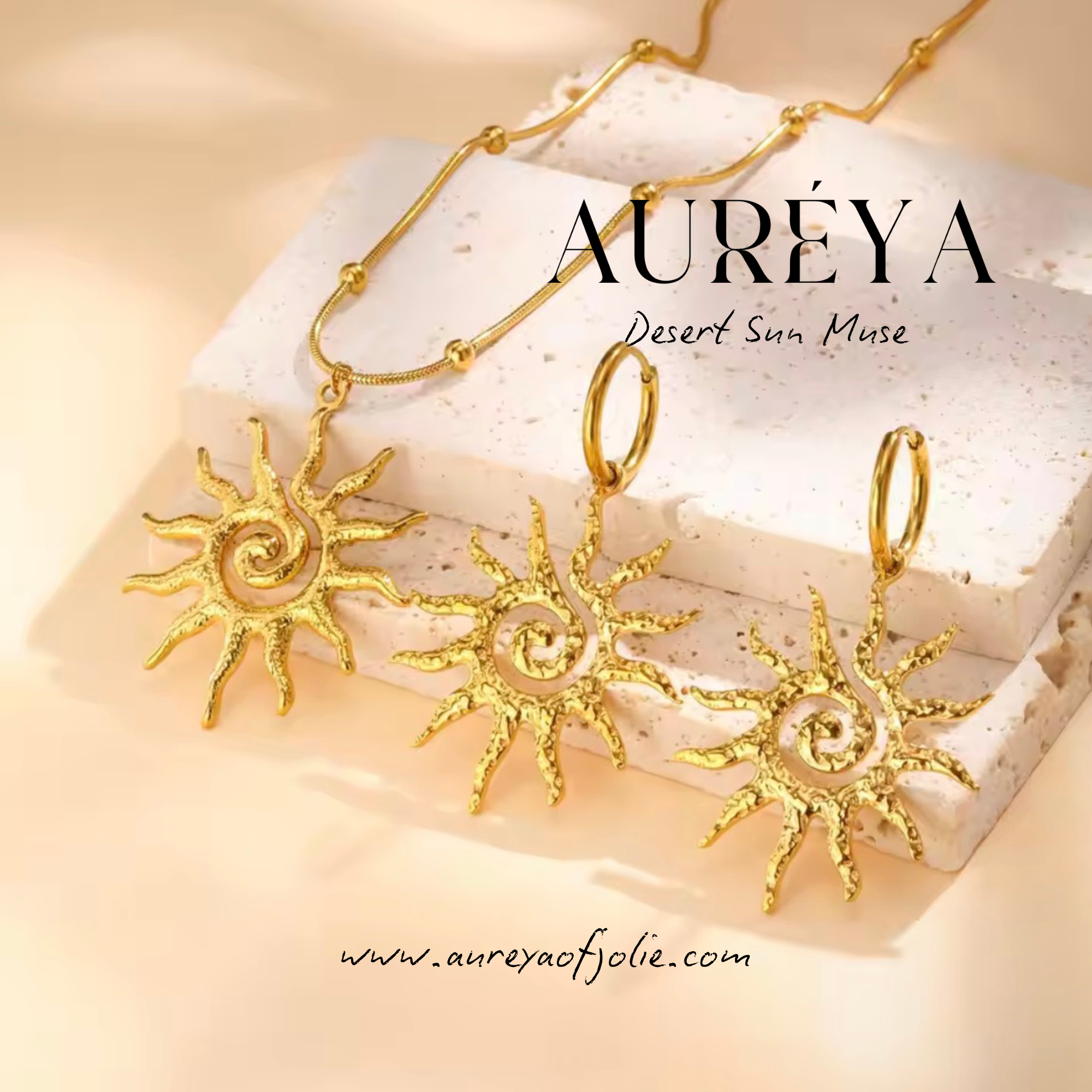Auréya – Desert Sun Muse (Necklace & Earrings Set)